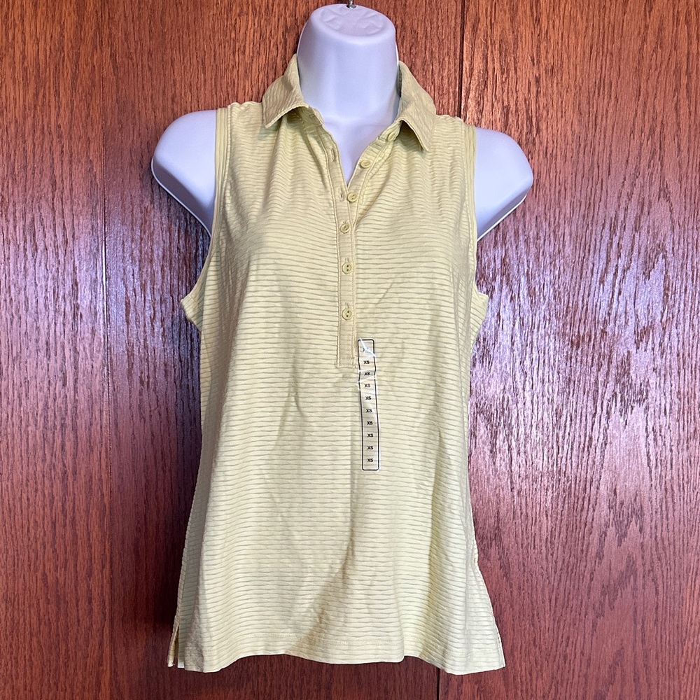 CALIA by Carrie Underwood Pale Yellow Sleeveless Polo Tank